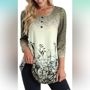 _💙2/$40💙NWT BaiSheng 3/4 Sleeve Printed Scoop Neck Tunic Top Size 2XL